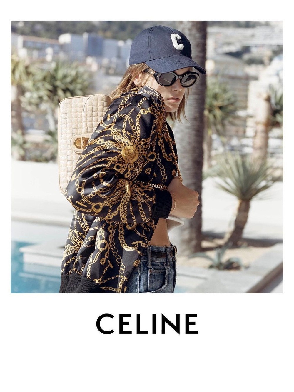 CELINE Black Cotton Baseball Cap Logo C Kaia Gerber 2021 Campaign Size S Unisex - Picture 16 of 16